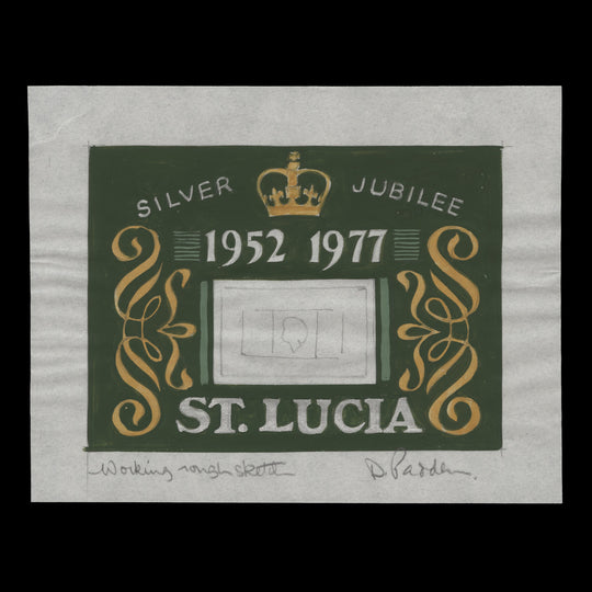 Saint Lucia 1977 Silver Jubilee artwork signed by Daphne Padden