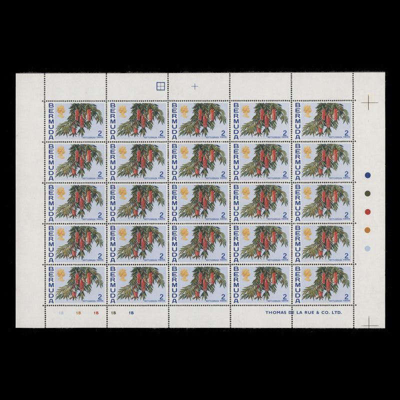 Bermuda 1970 (MNH) 2c Bottlebrush pane of 25 stamps