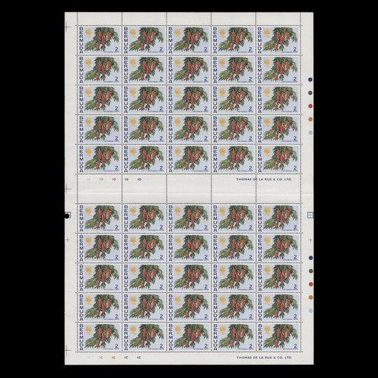Bermuda 1975 (MNH) 2c Bottlebrush double pane of 50 stamps