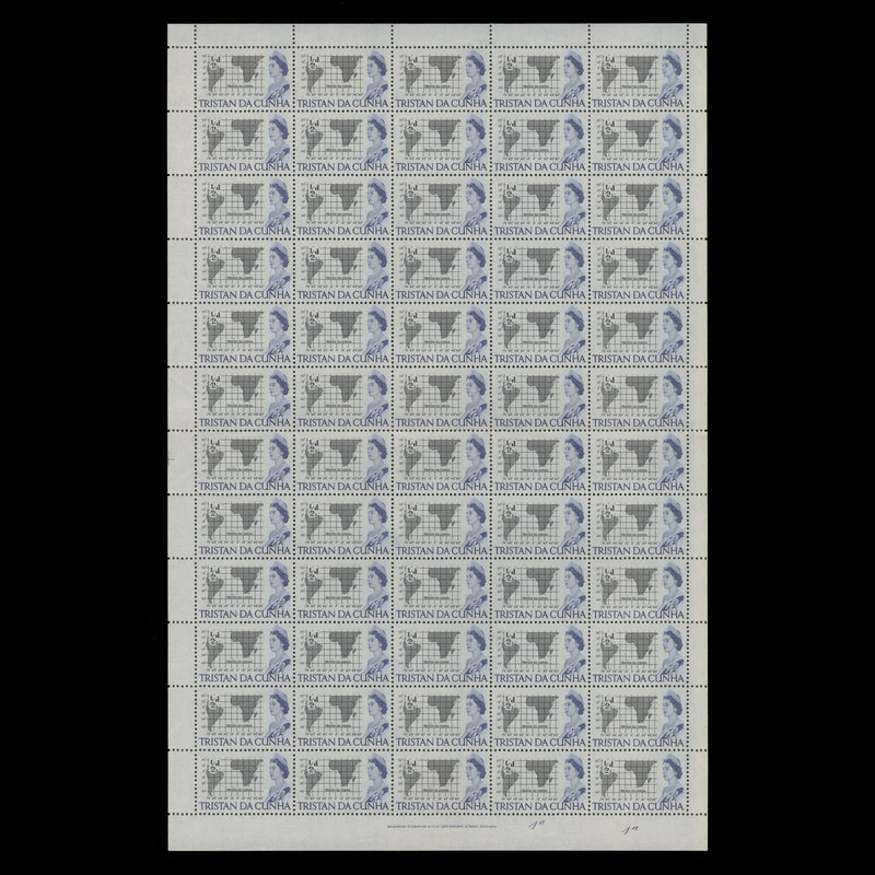 Tristan da Cunha 1965 (MNH) ½d Map pane of 60 stamps