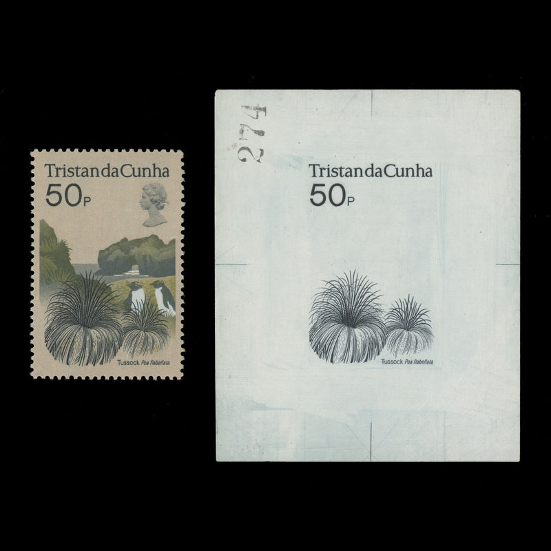 Tristan da Cunha 1972 Tussock imperf die proof of recess printing