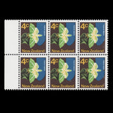 New Zealand 1974 (Variety) 4c Puriri Moth booklet pane stitched upside down