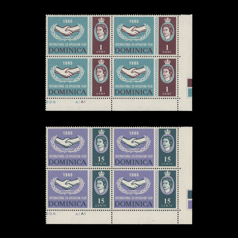 Dominica 1965 (MNH) International Co-operation Year plate blocks