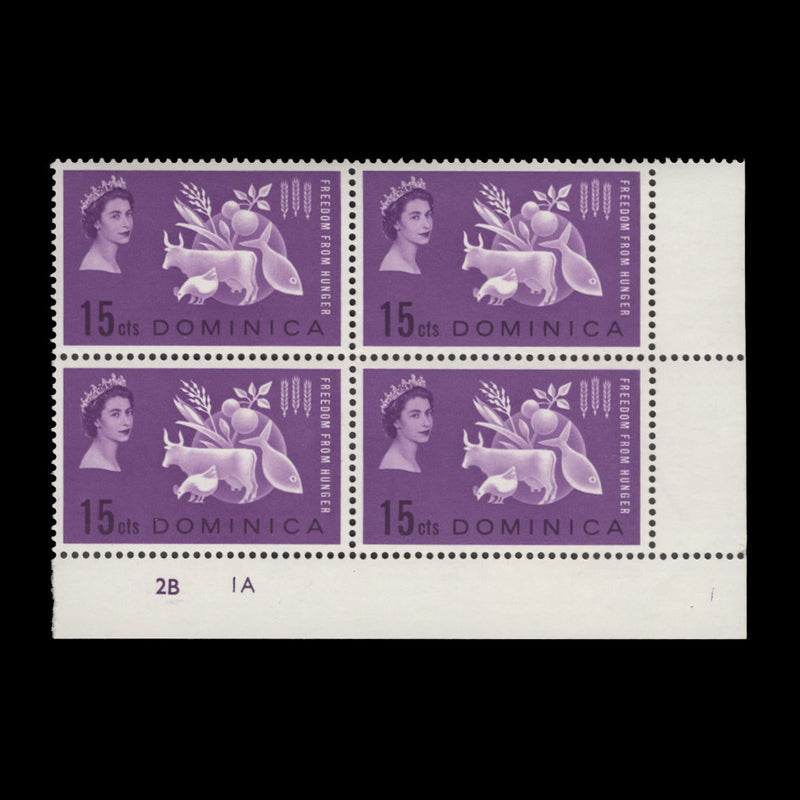 Dominica 1963 (MNH) Freedom from Hunger plate 2B–1A block