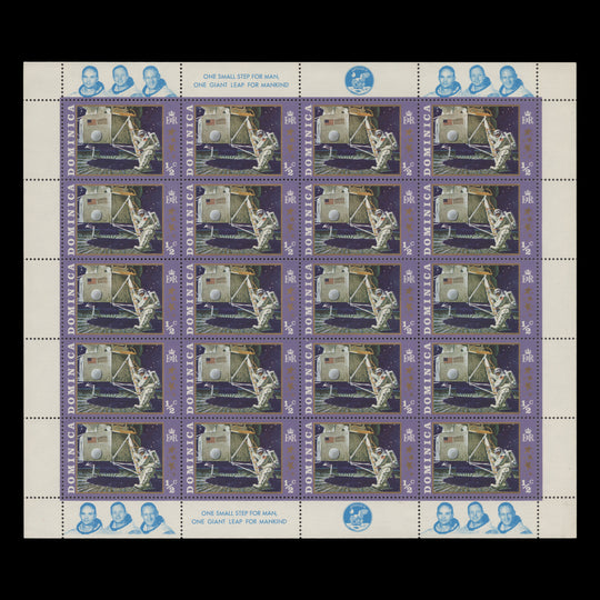 Dominica 1970 (MNH) ½c Moon Landing sheetlet of 20 stamps