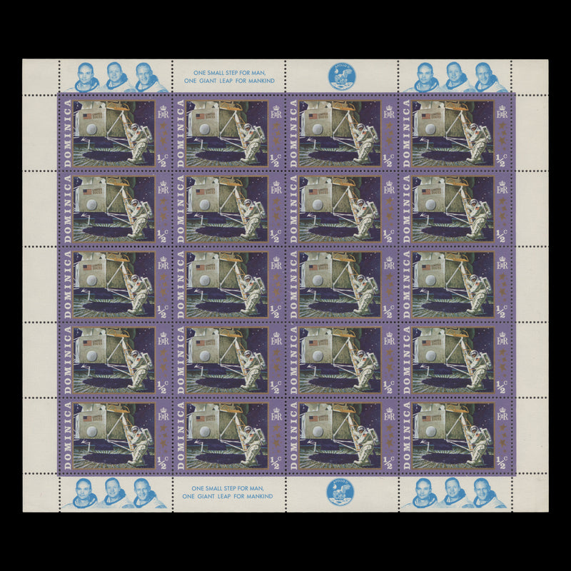 Dominica 1970 (MNH) ½c Moon Landing sheetlet of 20 stamps