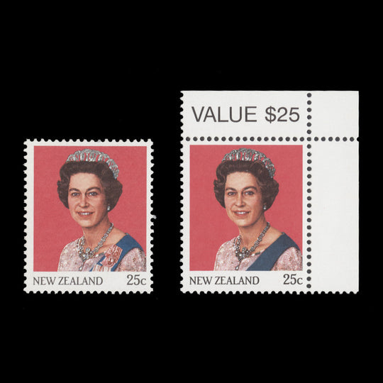 New Zealand 1985 (Variety) 25c Queen Elizabeth II unissued single