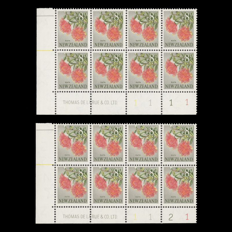 New Zealand 1960 (MNH) 8d Rata imprint/plate block