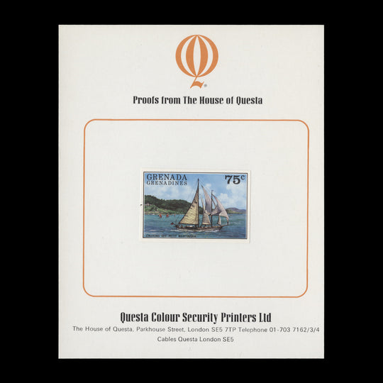 Grenadines of Grenada 1976 Tourism/Cruising off Petit Martinique imperf proof