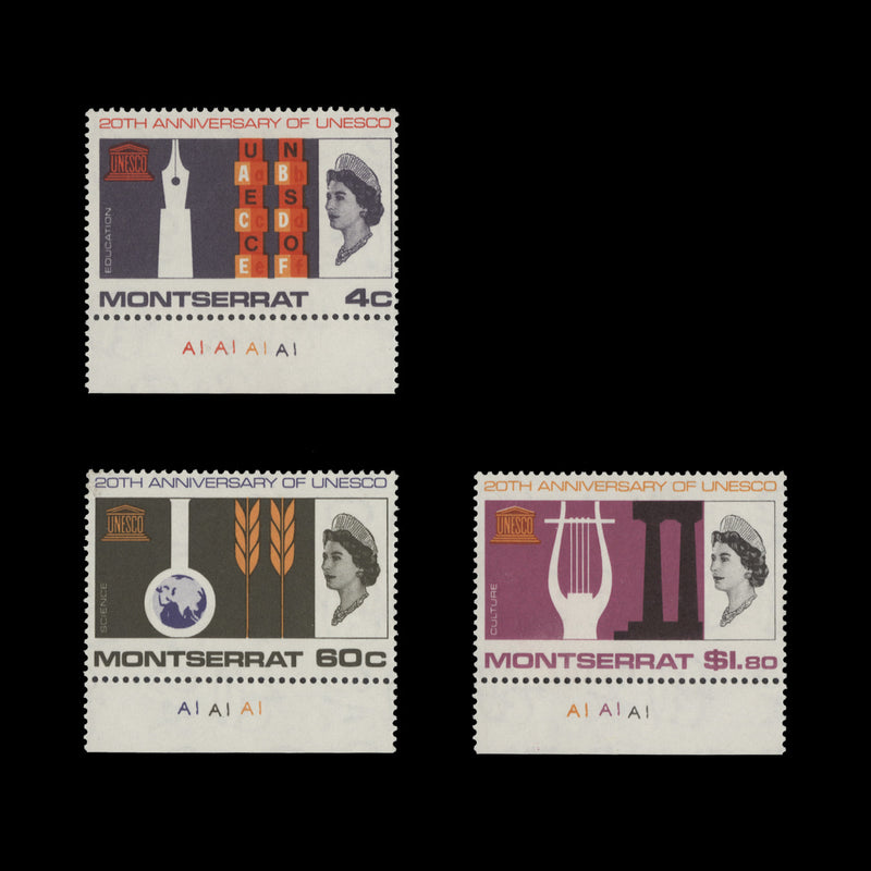 Montserrat 1966 (MNH) UNESCO Anniversary plate singles