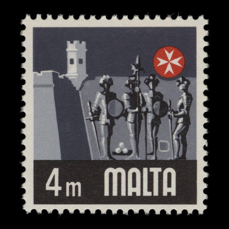 Malta 1973 (Error) 4m Knights in Armour missing gold
