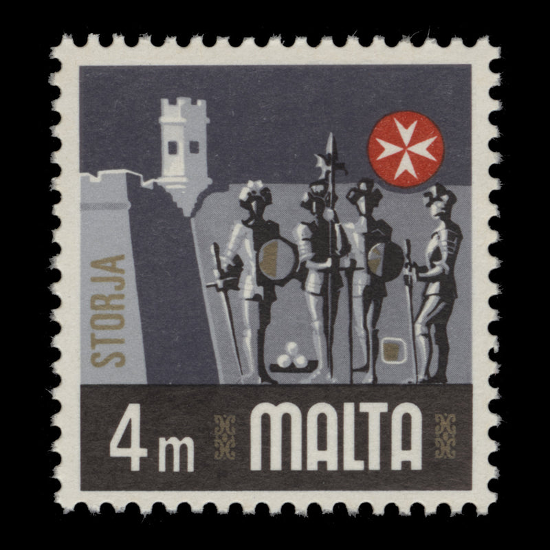 Malta 1973 (Variety) 4m Knights in Armour missing gold