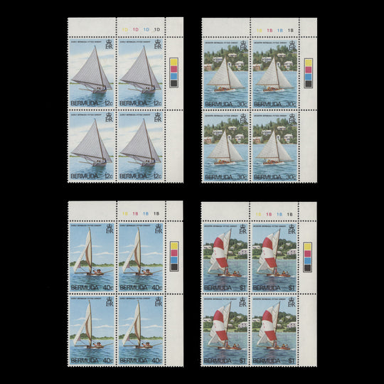 Bermuda 1983 (MNH) Fitted Dinghies traffic light/plate blocks