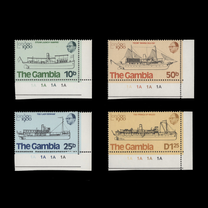 Gambia 1980 (MNH) International Stamp Exhibition, London plate singles