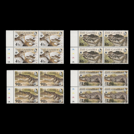 Gambia 1984 (MNH) Endangered Species, Nile Crocodile plate blocks