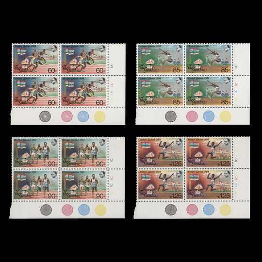 Gambia 1984 (MNH) Olympic Games, Los Angeles plate blocks