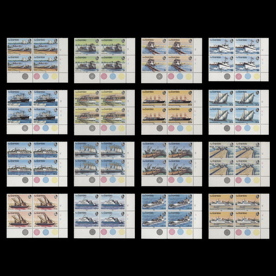 Gambia 1983 (MNH) River Craft Definitives traffic light/plate blocks