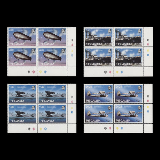 Gambia 1984 (MNH) Transatlantic Flights Anniversary plate blocks