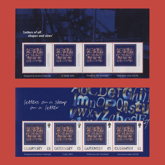 Guernsey 2003 Letters of all Shapes and Sizes trial sheetlet