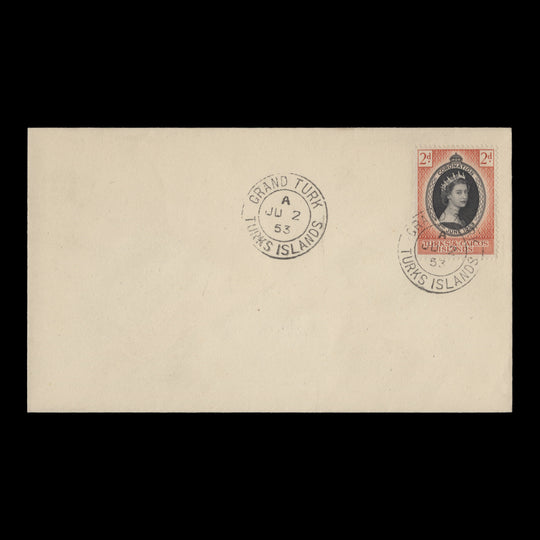 Turks & Caicos Islands 1953 (FDC) 2d Coronation, GRAND TURK