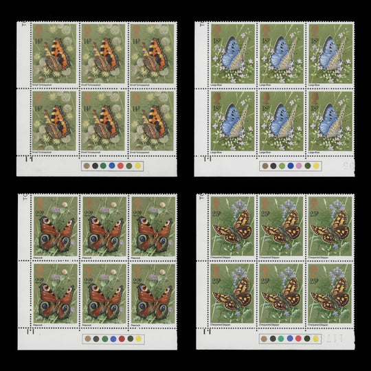 Great Britain 1981 (MNH) Butterflies traffic light blocks