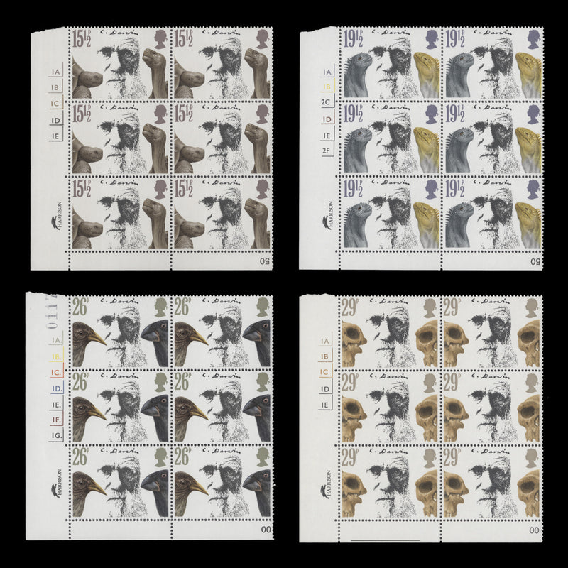 Great Britain 1982 (MNH) Charles Darwin Centenary cylinder blocks