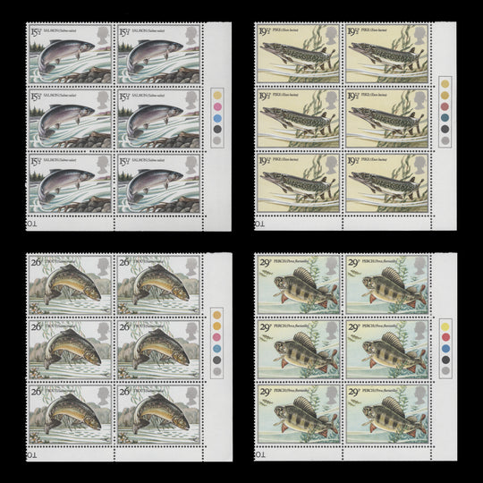 Great Britain 1983 (MNH) River Fish traffic light blocks