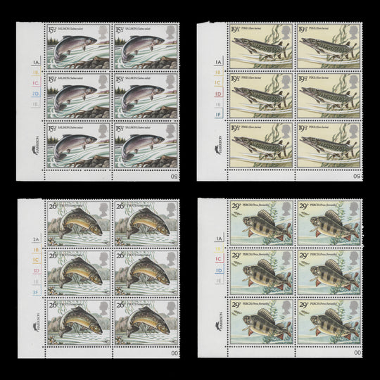 Great Britain 1983 (MNH) River Fish cylinder blocks