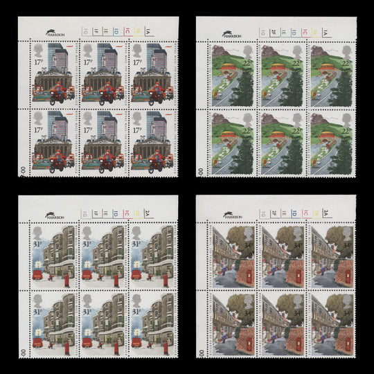 Great Britain 1985 (MNH) Postal Service cylinder no-dot blocks