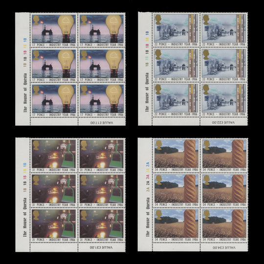 Great Britain 1986 (MNH) Industry Year plate blocks