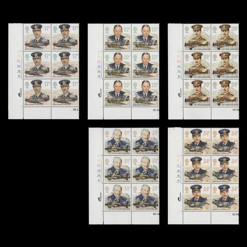 Great Britain 1986 (MNH) Royal Air Force History cylinder blocks