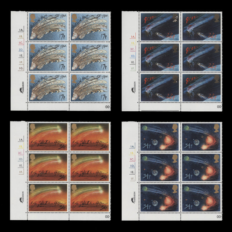 Great Britain 1986 (MNH) Appearance of Halley's Comet cylinder dot blocks