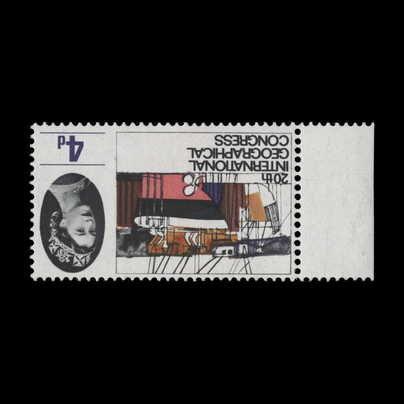 Great Britain 1964 (Variety) 4d Geographical Congress ordinary, inverted watermark