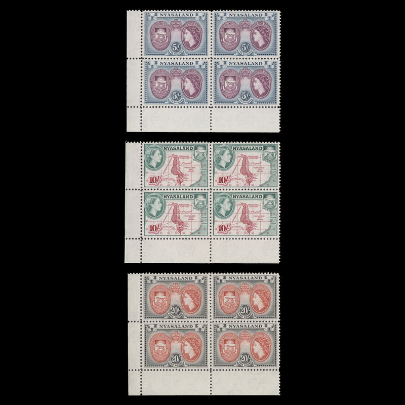 Nyasaland 1953 (MNH) Definitives blocks