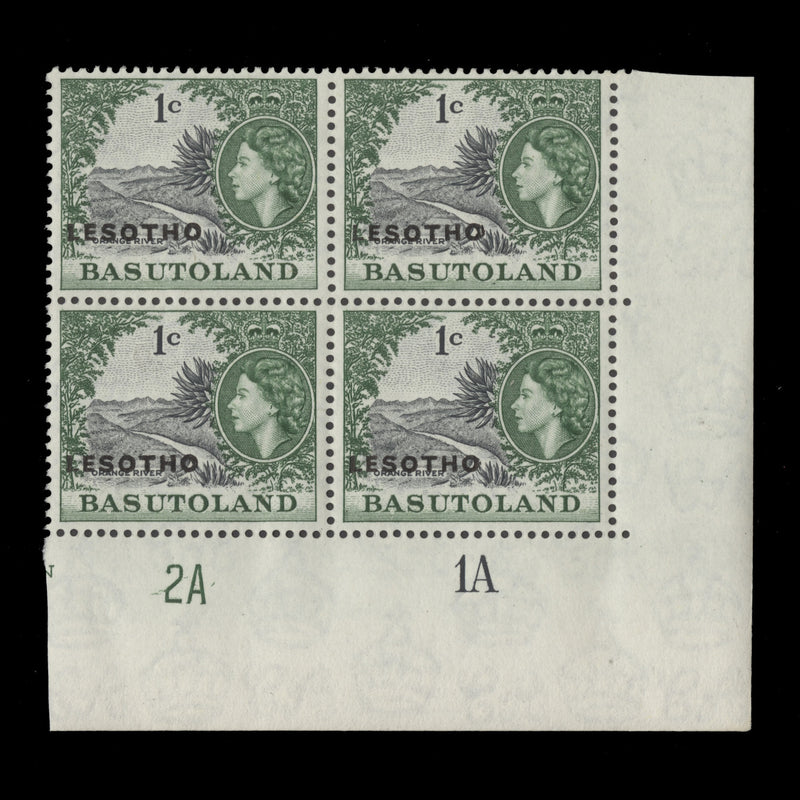Lesotho 1966 (MLH) 1c Orange River plate 2A–1A block