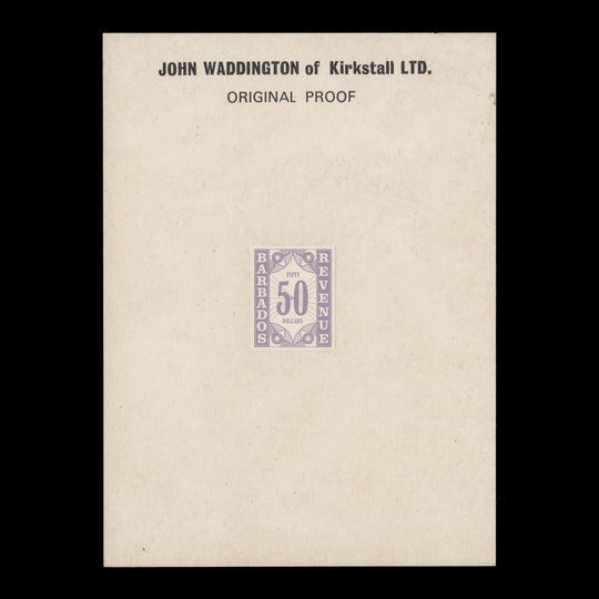 Barbados 1974 Revenue imperf proofs on presentation cards