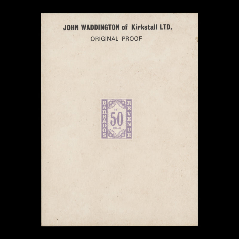 Barbados 1974 Revenue imperf proofs on presentation cards