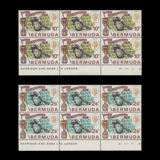 Bermuda 1966 (MLH) World Cup Football imprint/plate blocks