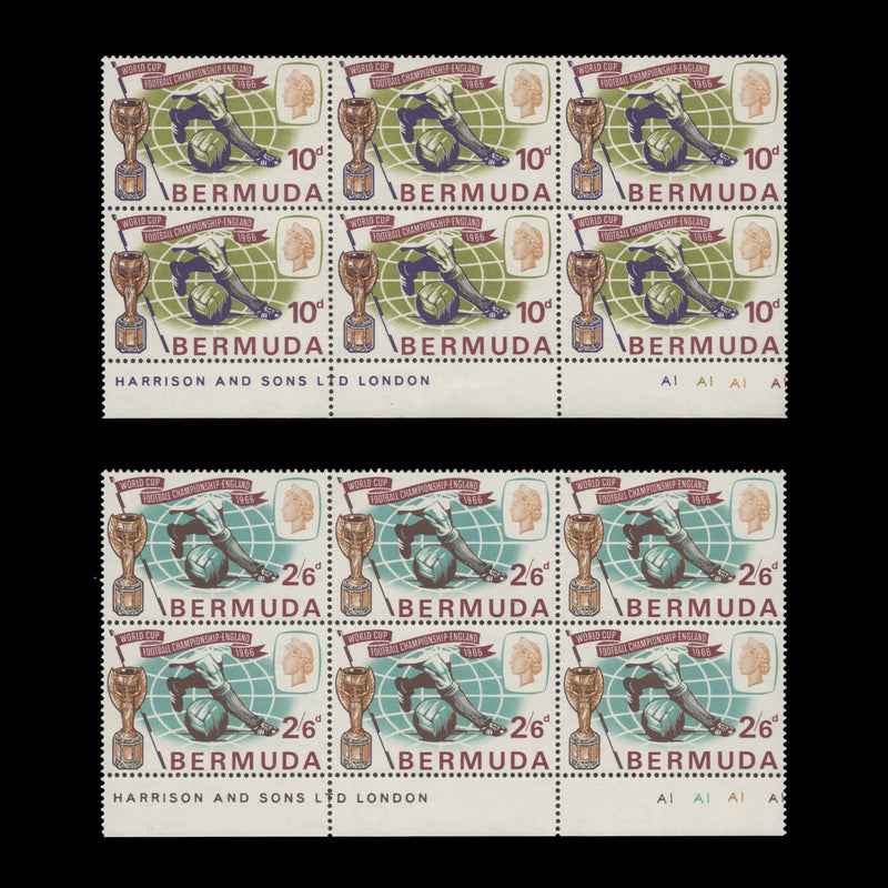 Bermuda 1966 (MLH) World Cup Football imprint/plate blocks