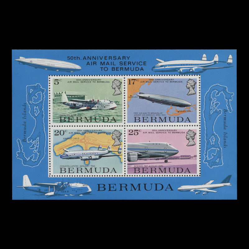 Bermuda 1975 (MNH) Air Mail Service Anniversary miniature sheet