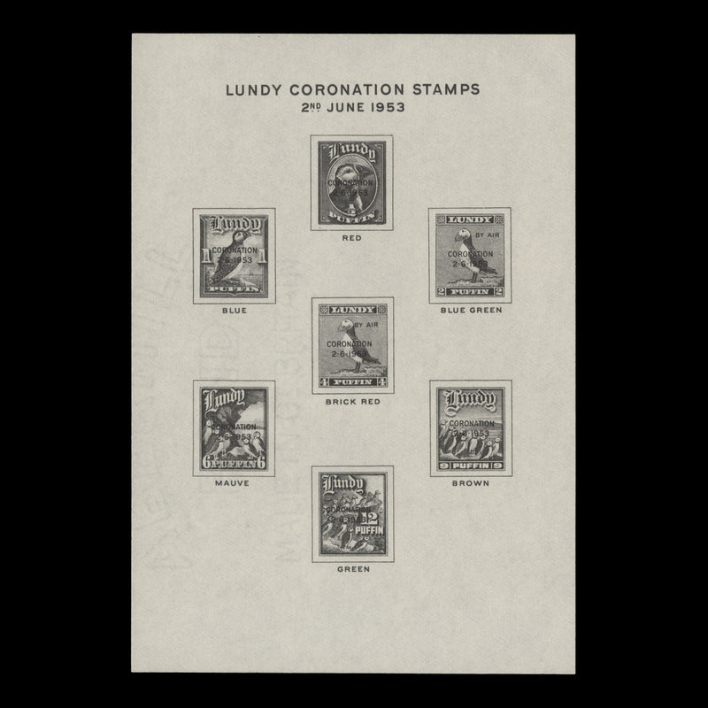 Lundy Island 1953 (MNH) Coronation publicity sheetlet