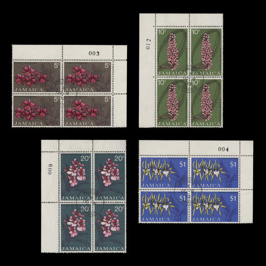 Jamaica 1973 (Used) Orchids sheet number blocks