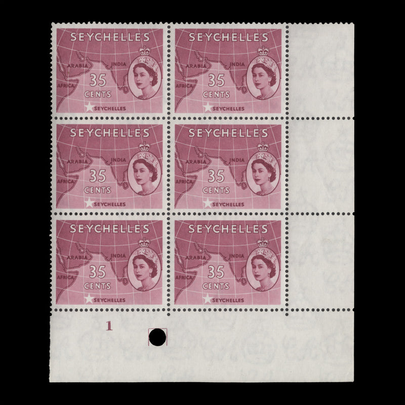 Seychelles 1956 (MLH) 35c Map of the Indian Ocean plate 1 block