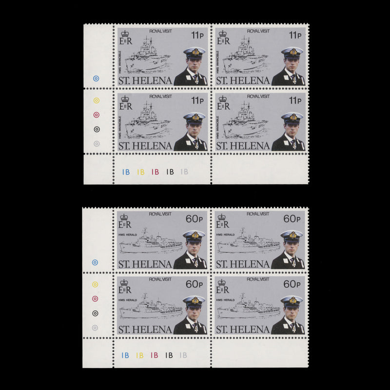 Saint Helena 1984 (MNH) Visit of Prince Andrew traffic light/plate blocks
