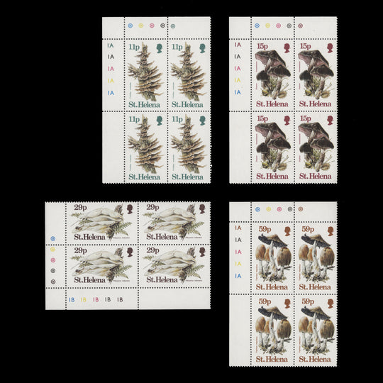 Saint Helena 1983 (MNH) Fungi traffic light/plate blocks
