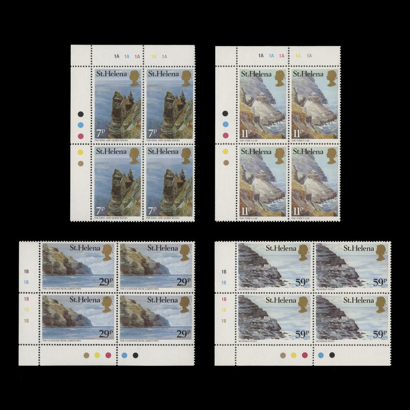 Saint Helena 1983 (MNH) Scenic Views traffic light/plate blocks