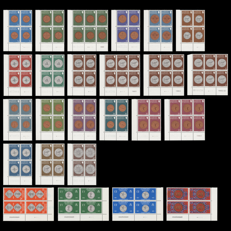 Guernsey 1979 (MNH) Coinage Definitives plate B blocks