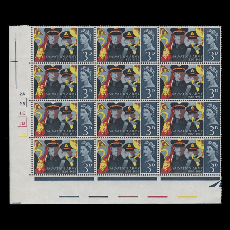 Great Britain 1965 (MNH) 3d Salvation Army ordinary cylinder block, retouch to 'V'