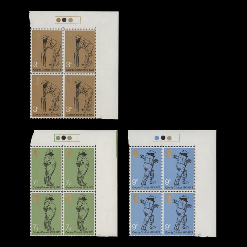 Great Britain 1973 (MNH) County Cricket traffic light blocks