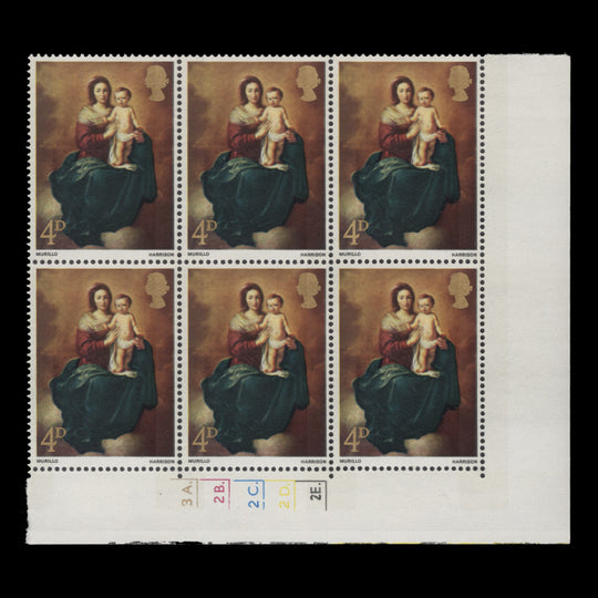 Great Britain 1967 (MNH) 4d Christmas cylinder 3A.–2B.–2C.–2D.–2E. block